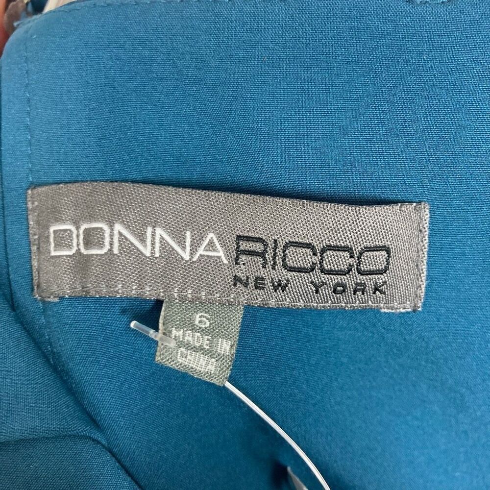 Donna Ricco 6 S Blue Brown Floral Gown Midi Dress Prom Evening Cocktail Wiggle - Picture 9 of 9